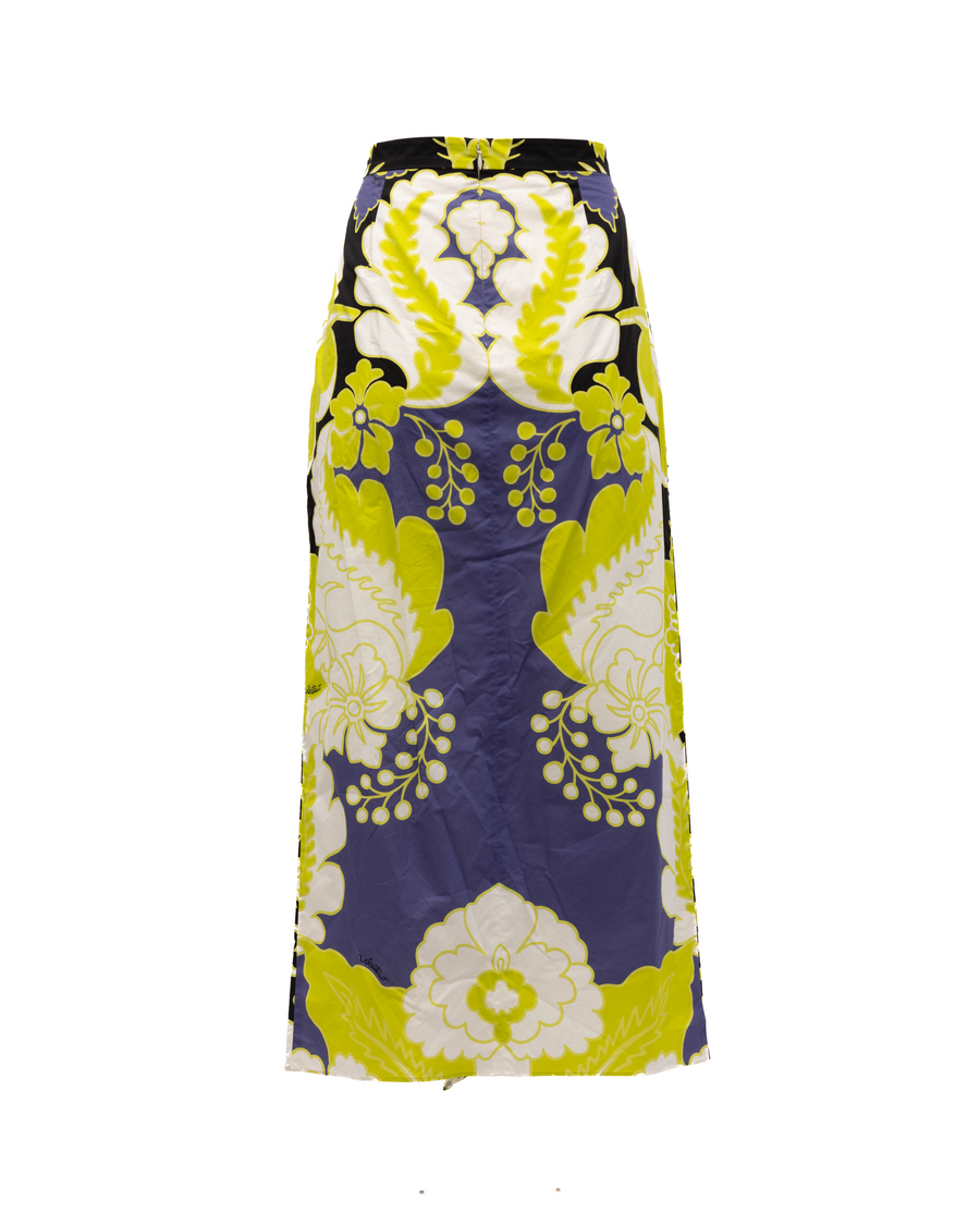 Women Floral Skirt Black, Lime Green, White Details