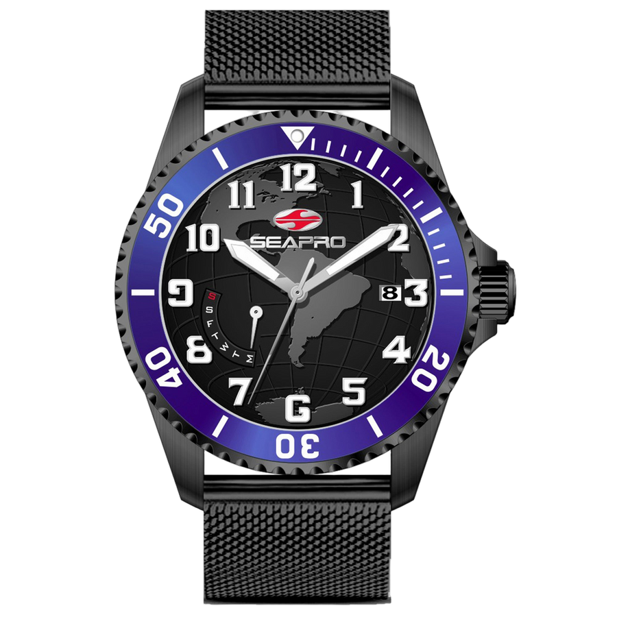 Seapro Stainless steel case and bracelet watch in black