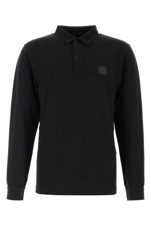 Black Cotton Polo Shirt Exterior