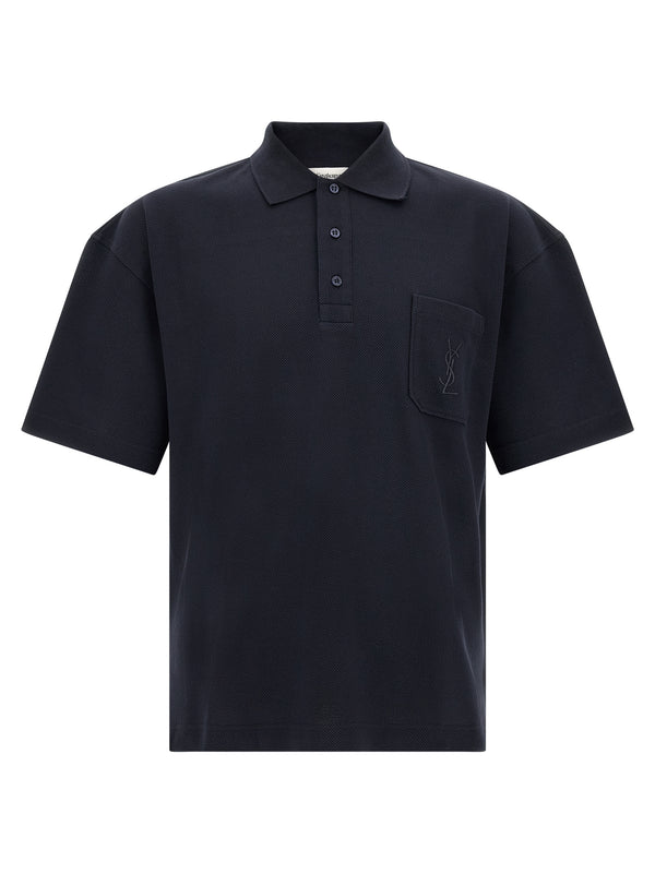 Blue Cotton Polo Shirt