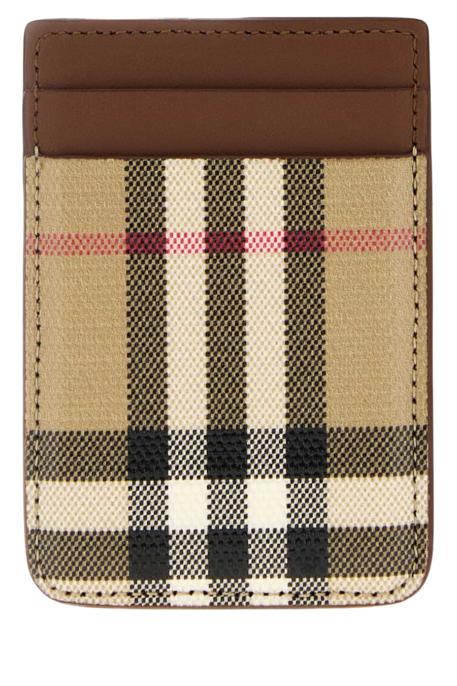Printed Canvas Card Holder Archivebeige Exterior: Cotton Calf Portafogli