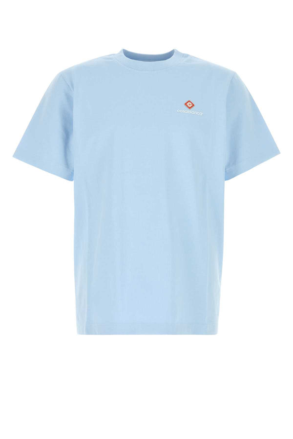 Light-Blue Cotton T-Shirt Corelogo Exterior: Organic Maglieria