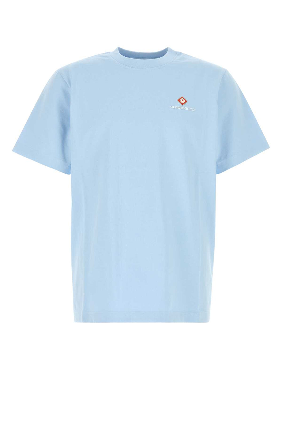 Light-Blue Cotton T-Shirt Corelogo Exterior: Organic Maglieria