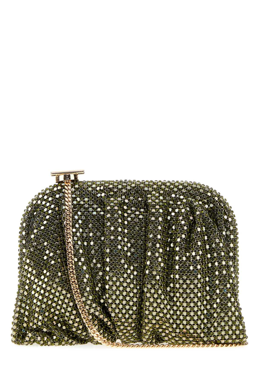 Purple Rhinestones Knit La Petite Venus Clutch Green Borse A Mano