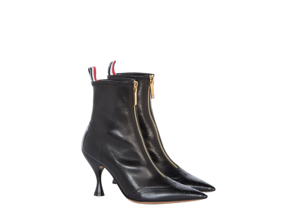 Thom Browne Smooth black calfskin bootie in black