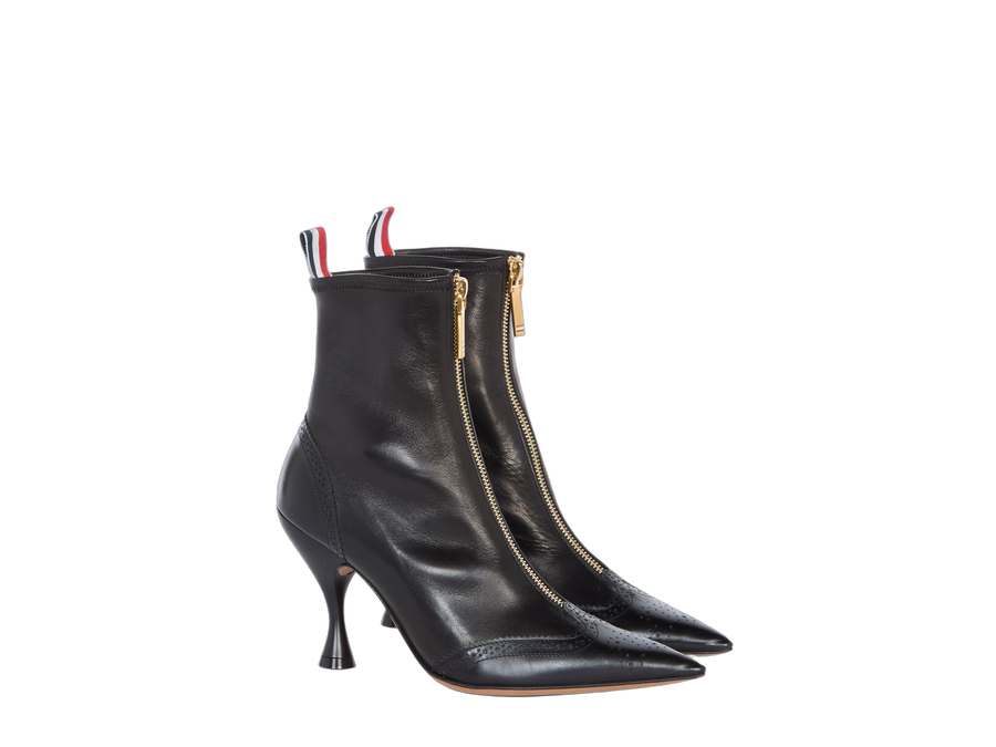 Thom Browne Smooth black calfskin bootie in black