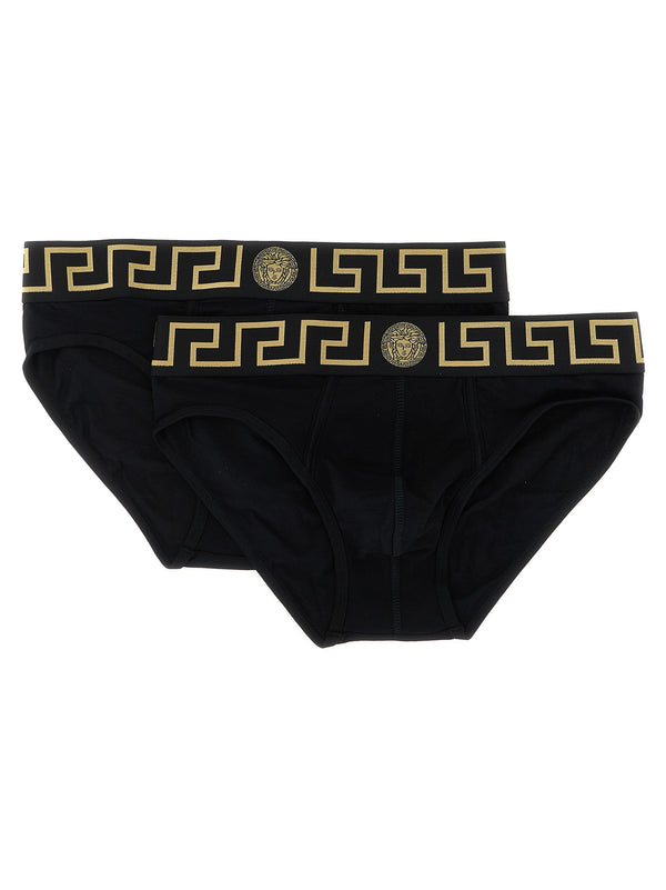 Versace 94% cotton briefs in black