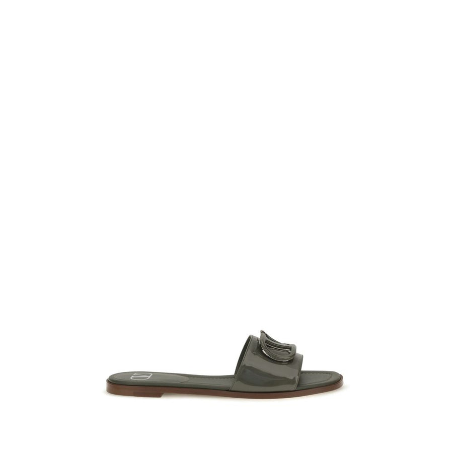 Valentino Garavani 100% Calf Leather Bos Taurus slide sandal in green