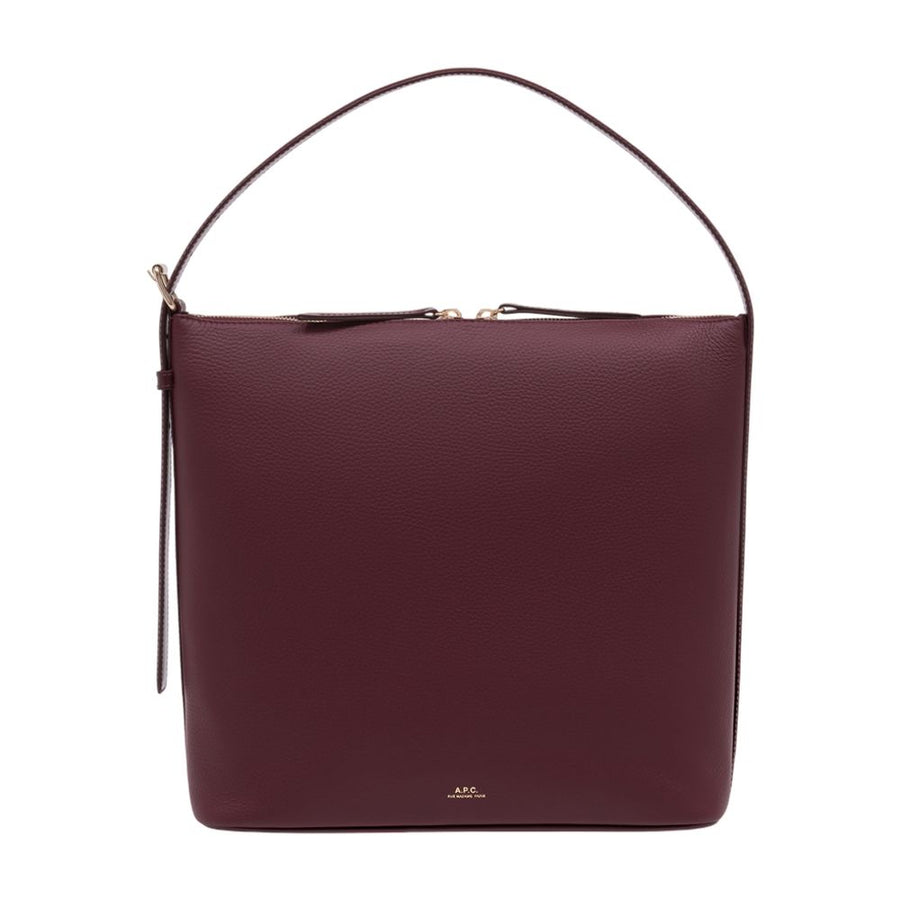 A.P.C. Calfskin shoulder bag in burgundy