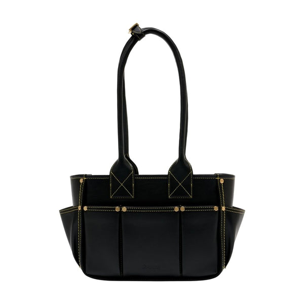 Ganni Calfskin shoulder bag in black