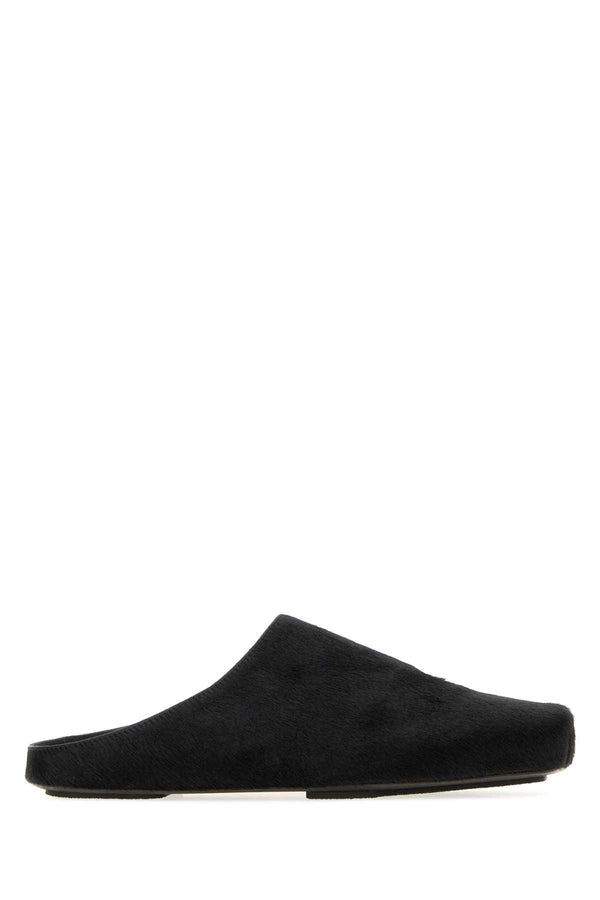 Black Calf Hair Slippers