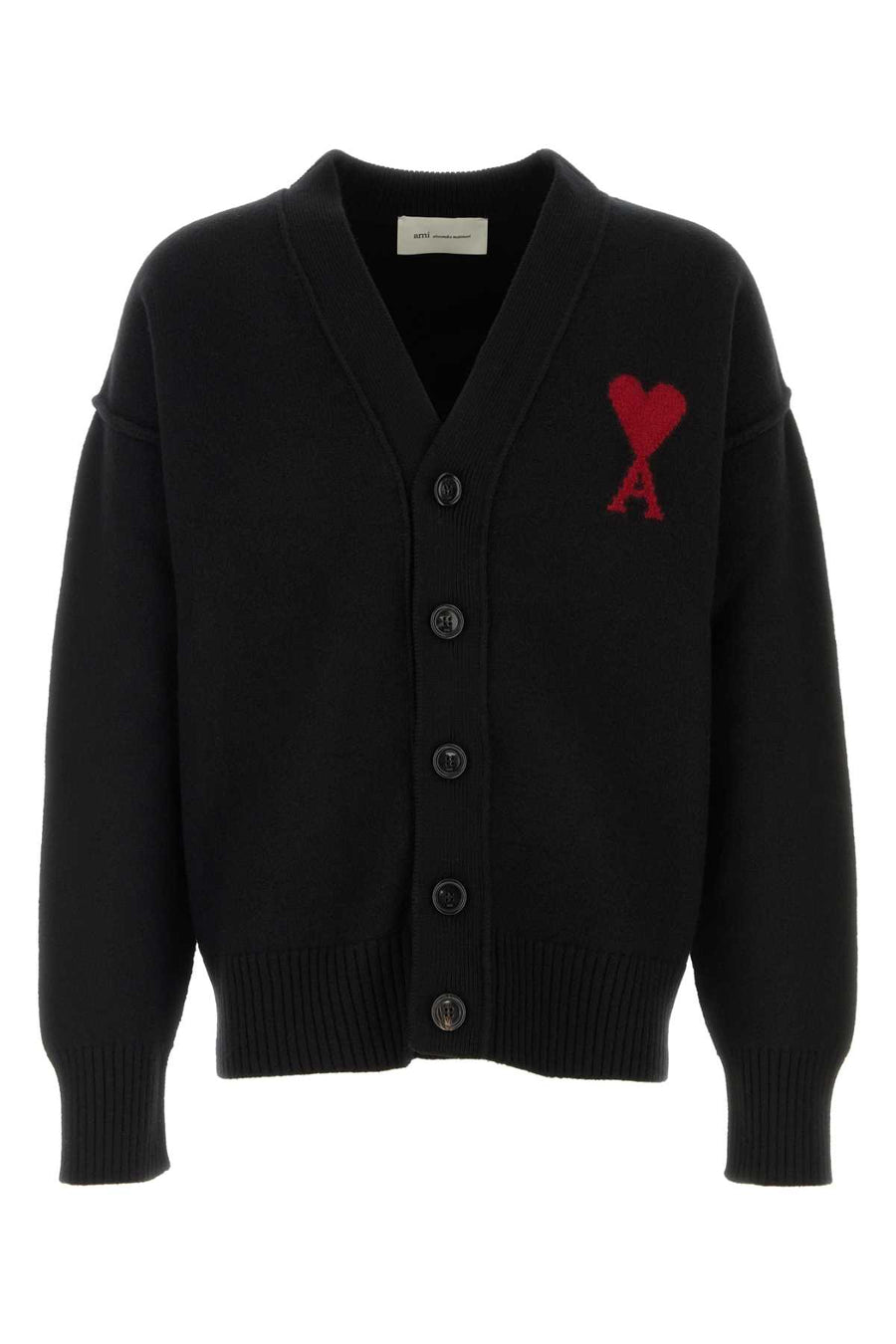 Black Wool Cardigan Blackred Exterior: Virgin Maglieria