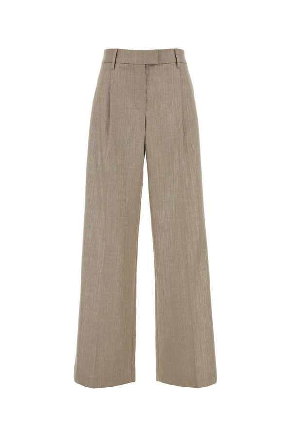 Gold Stretch Polyester Blend Palazzo Pant Beige Argento (tg517) Pl Vi Wv Me Pa Ea Pantaloni