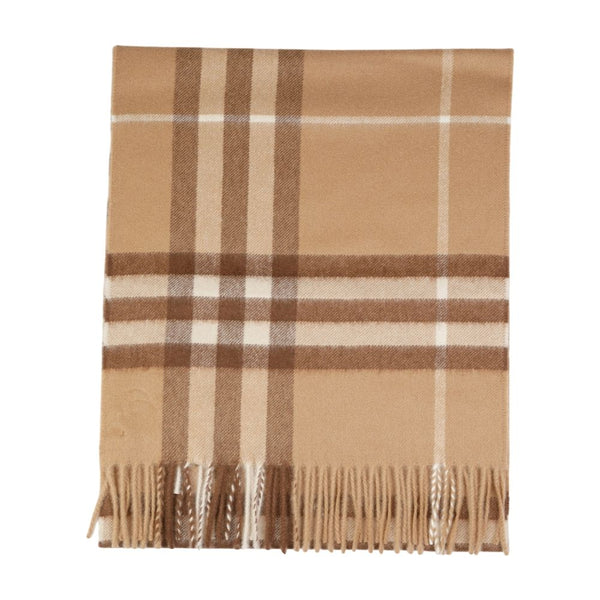 Mu Giant Check Scarf - Burberry Cashmere Brown Accessories /
