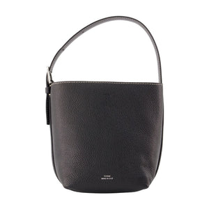 Petite Belted Shopper Bag - Toteme Leather Black Calfskin / Totes-shopping-bags
