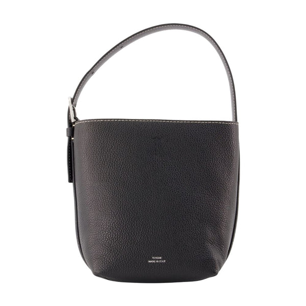 Petite Belted Shopper Bag - Toteme Leather Black Calfskin / Totes-shopping-bags