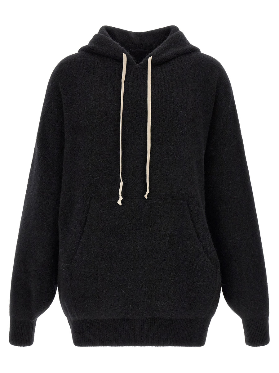 Rick Owens 48% Angora hoodie in black