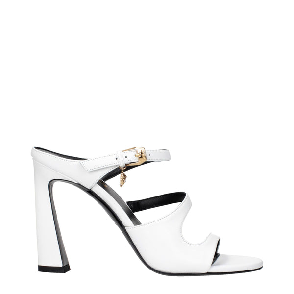Versace Leather heel sandal in white