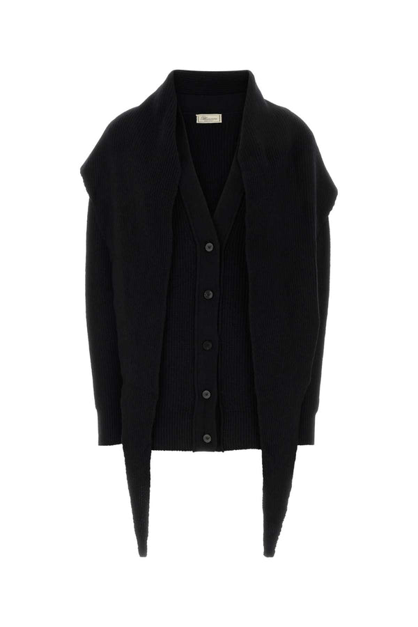 Black Wool Cardigan Nero Exterior: Virgin Maglieria