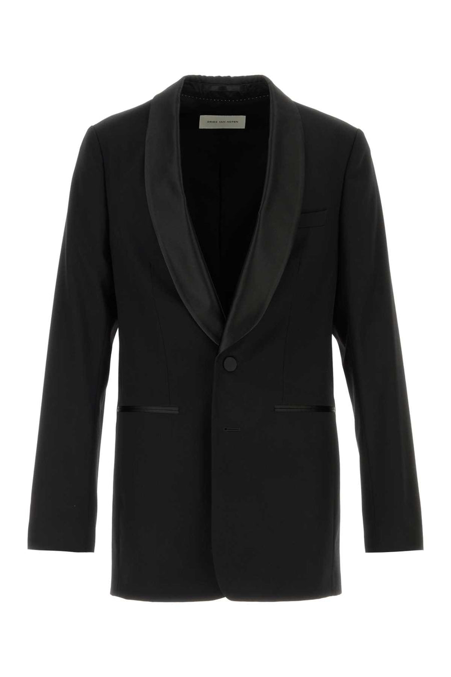 Dries Van Noten Exterior: 81% Wool 19% Silk; Lining: 100% Cupro blazer in black