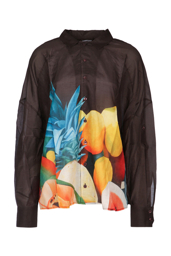 Donde Esteban Long Silk shirt in brown