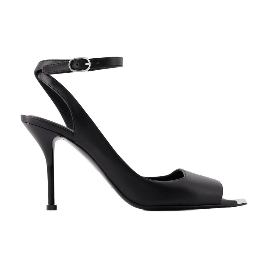 Alexander McQueen leather heel sandal in black