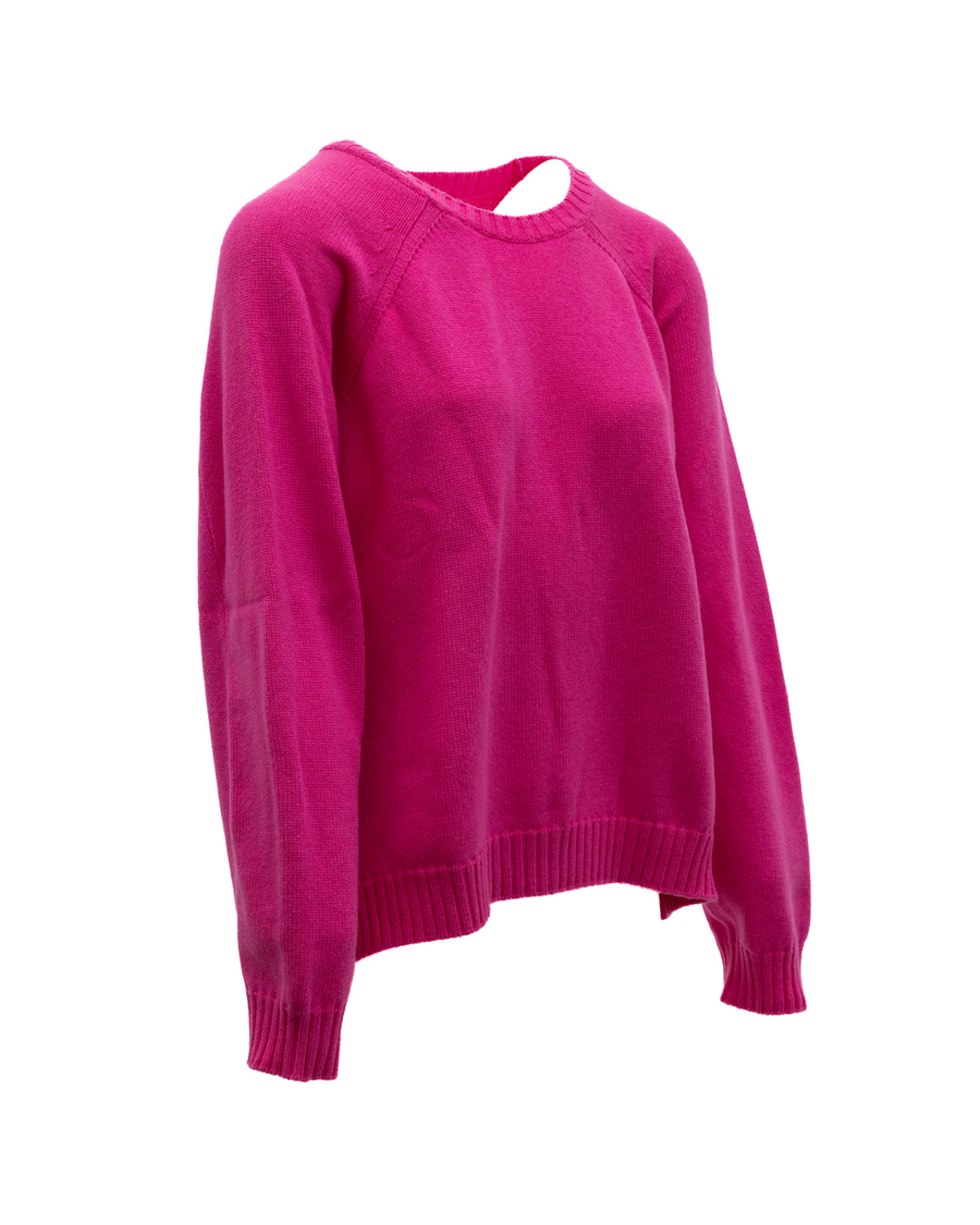 Women Knit Sweater Fuchsia Pink Clothing