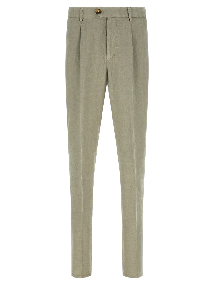 Brunello Cucinelli 100% linen trousers in green
