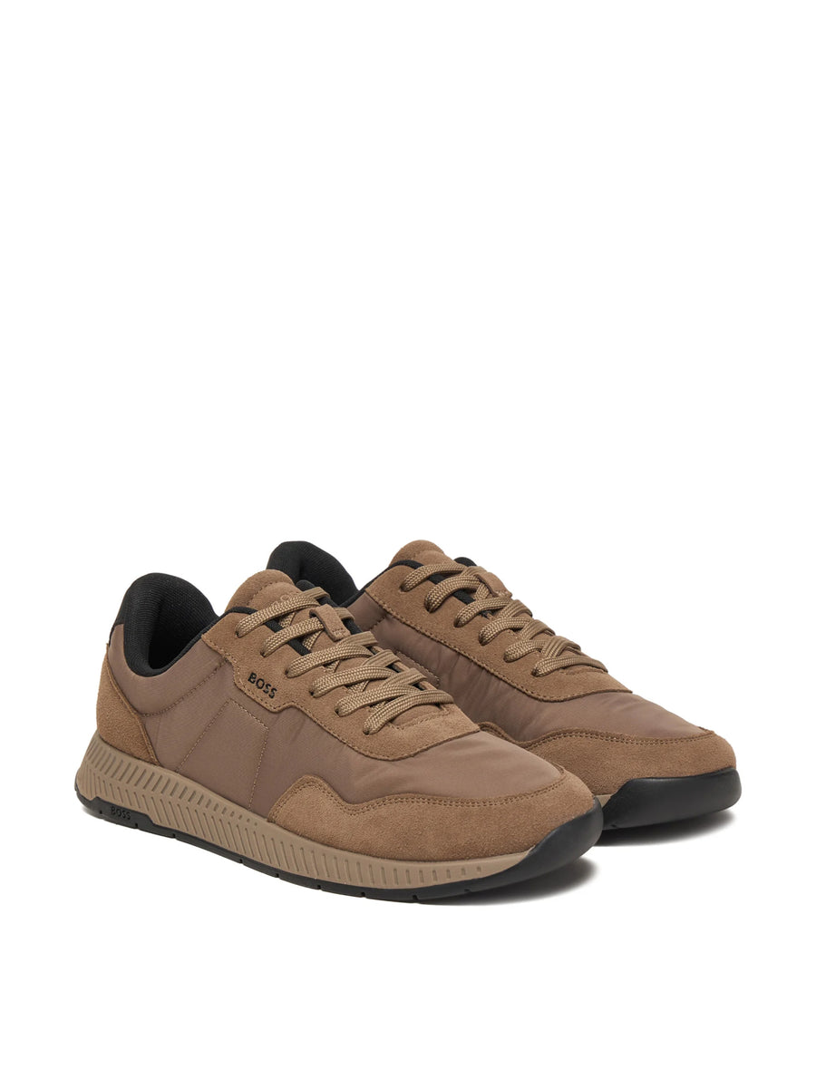 Hugo Boss Suede sneaker in brown