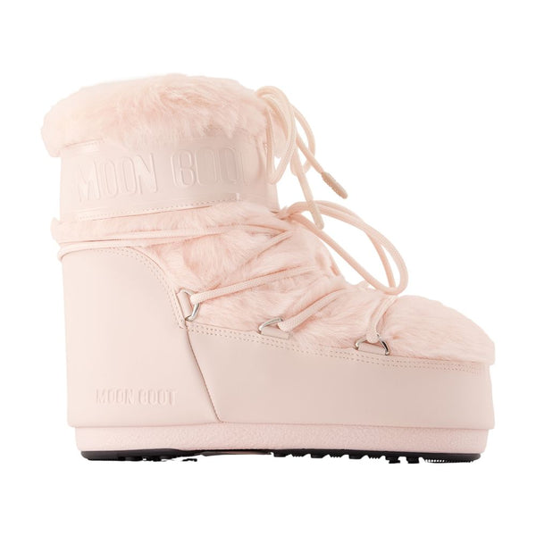 Moon Boot Synthetic upper with faux fur lining and collar ankle boot in pink