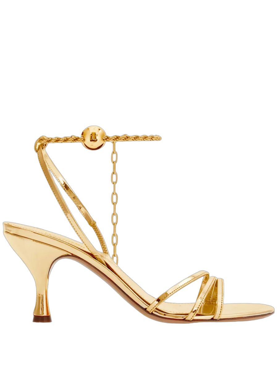 Ferragamo Patent calf leather sandal in gold
