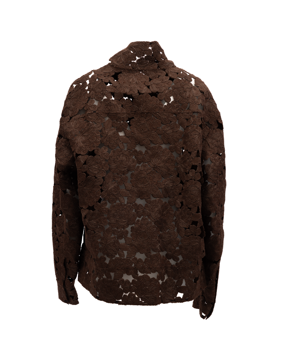 Brown Floral Lace Jacket Clothing