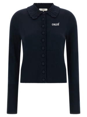 Blue Wool Cardigan Clothing