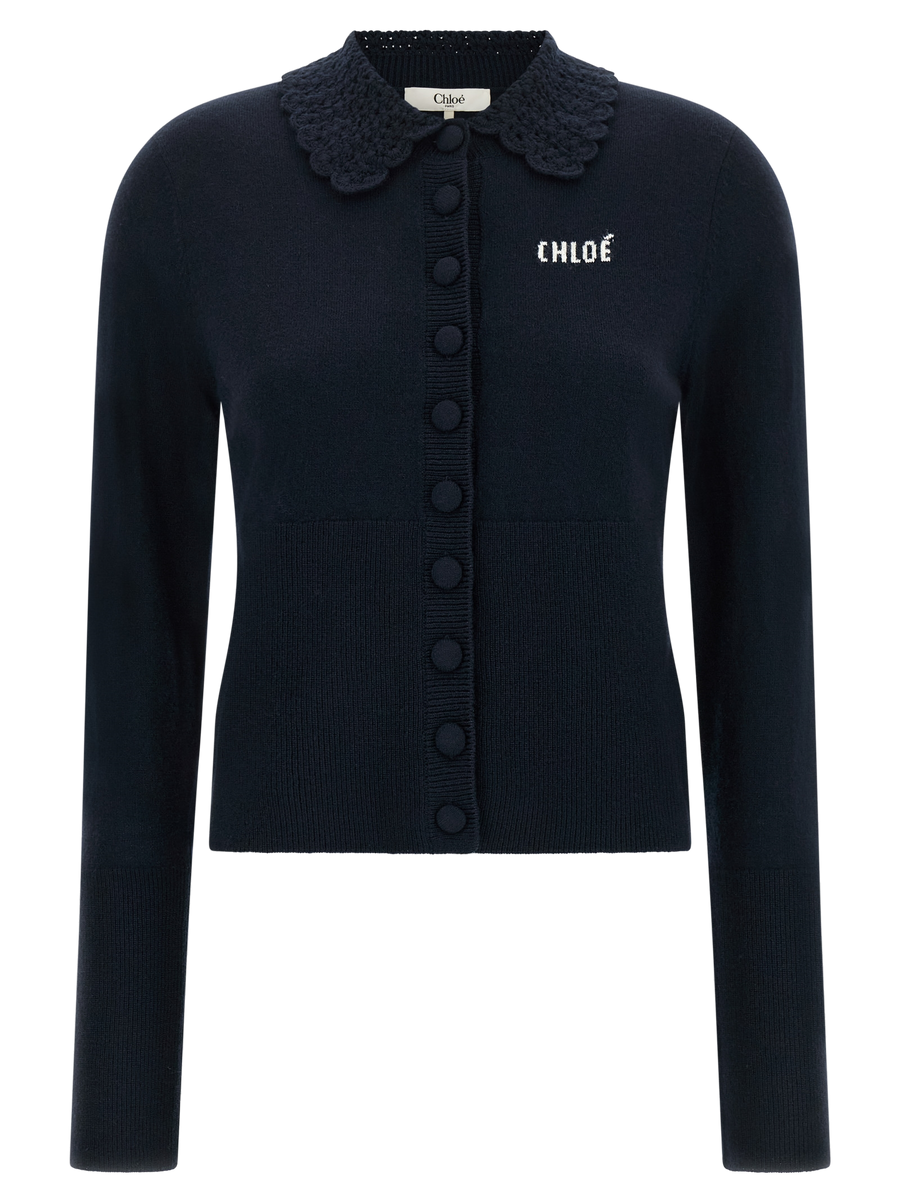 Blue Wool Cardigan Clothing
