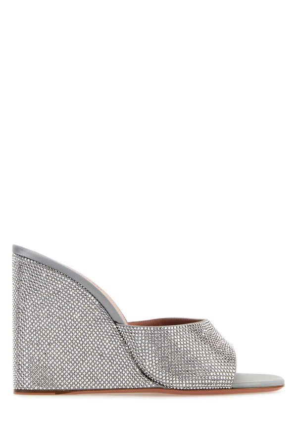Amina Muaddi Tacco Exterior: 100% Fabric mule in silver