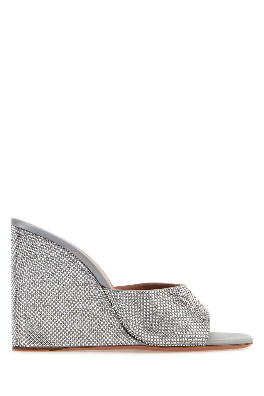 Amina Muaddi Tacco Exterior: 100% Fabric mule in silver