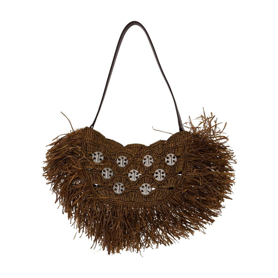 Shoulder Bag - Rabanne Raffia Brown / Shoulder-hobo-bags