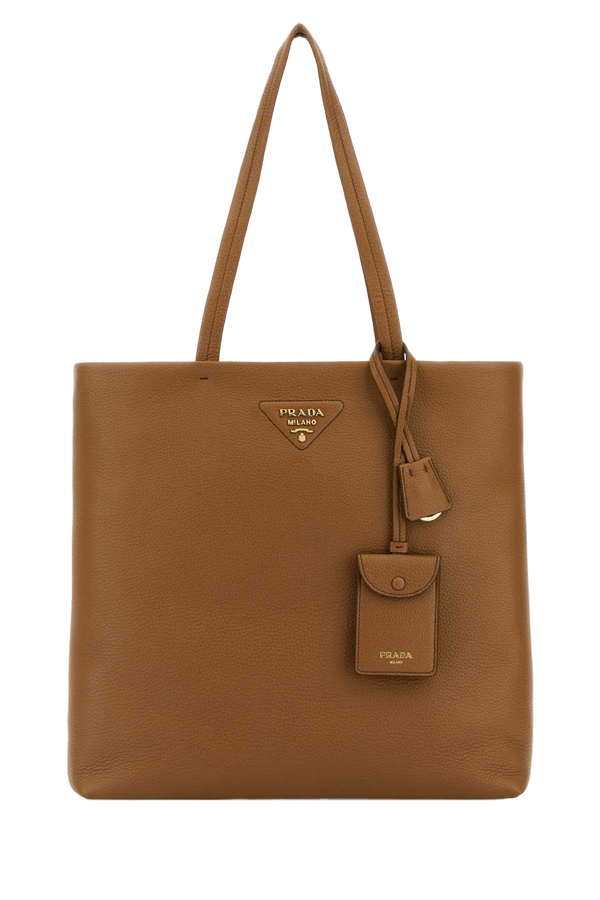 Prada 100% Vitello leather tote bag in brown
