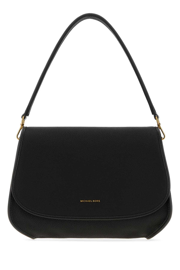 Michael By Michael Kors Conv Exterior: 100% Leather; Lining: 100% Fabric; Finishing: Antiqued golden metal shoulder bag in black