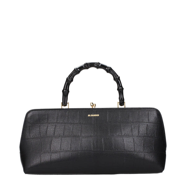 Jil Sander Leather top handle bag in black