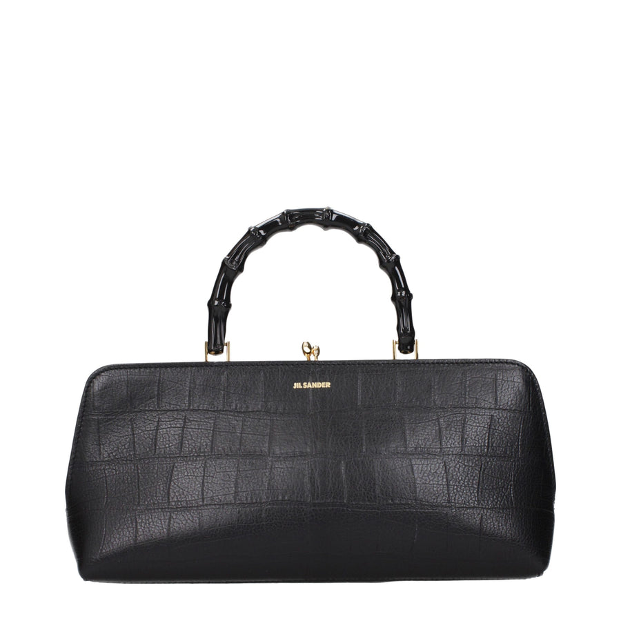 Jil Sander Leather top handle bag in black