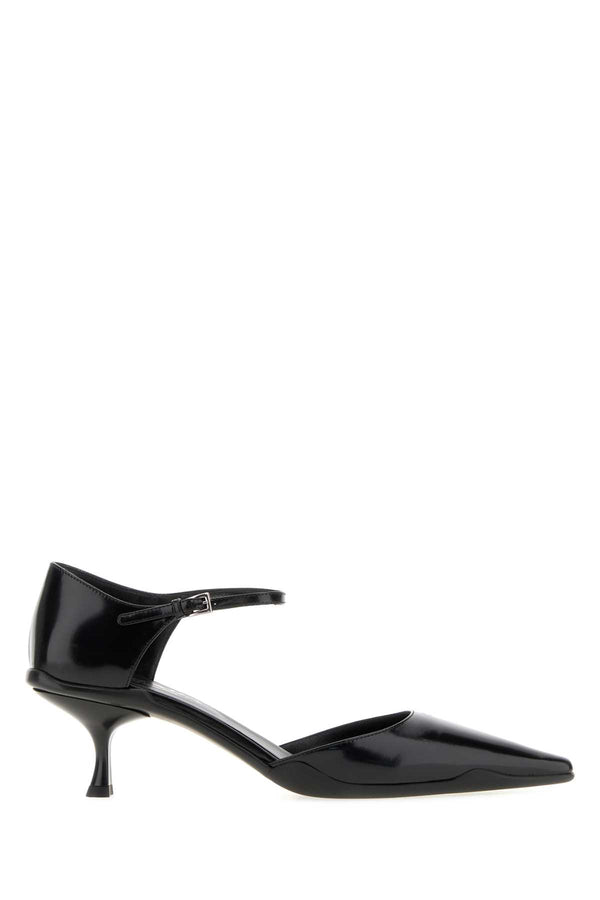 Black Leather Pumps Nero Scarpe Con Tacco