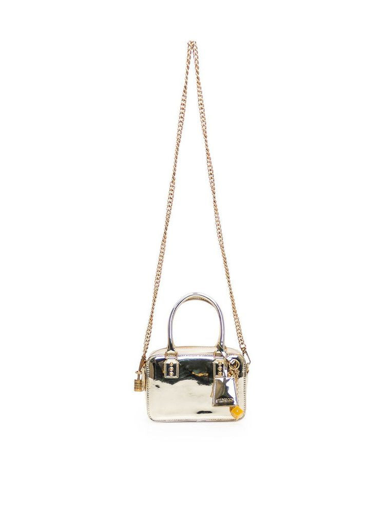 Pinko 80% Polyurethane top handle bag in gold