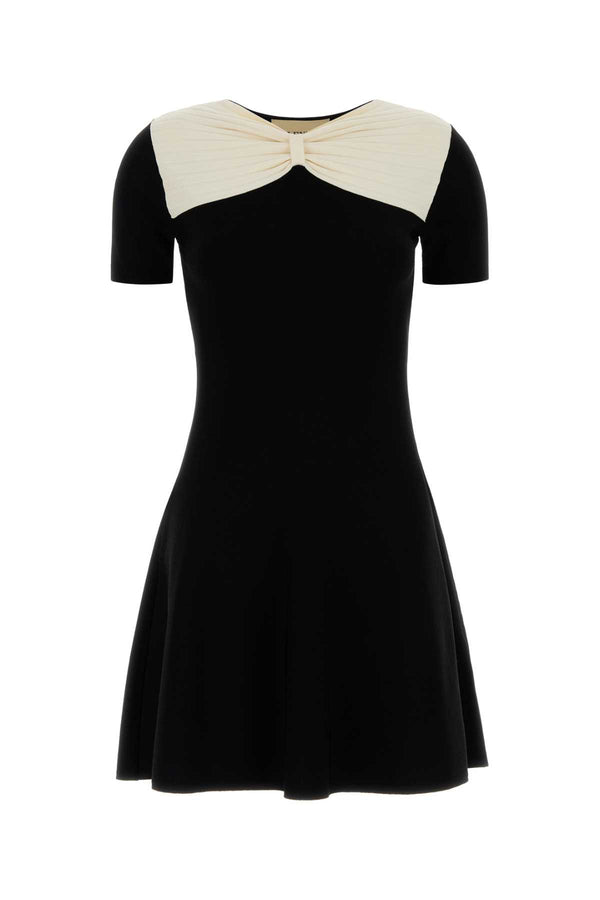 Black Viscose Blend Mini Dress Neroavorio Exterior: Polyester Abiti