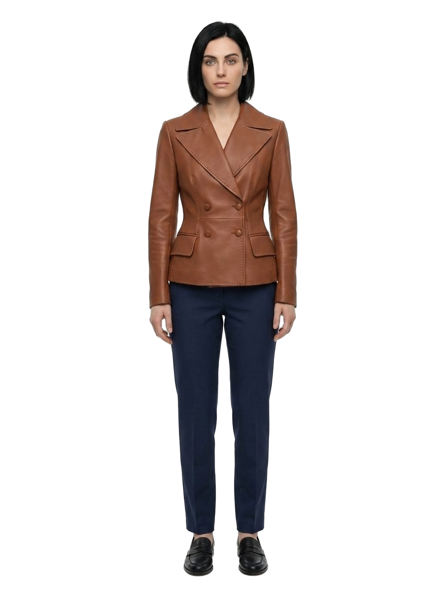 Brown Calfskin Leather Jacket Clothing