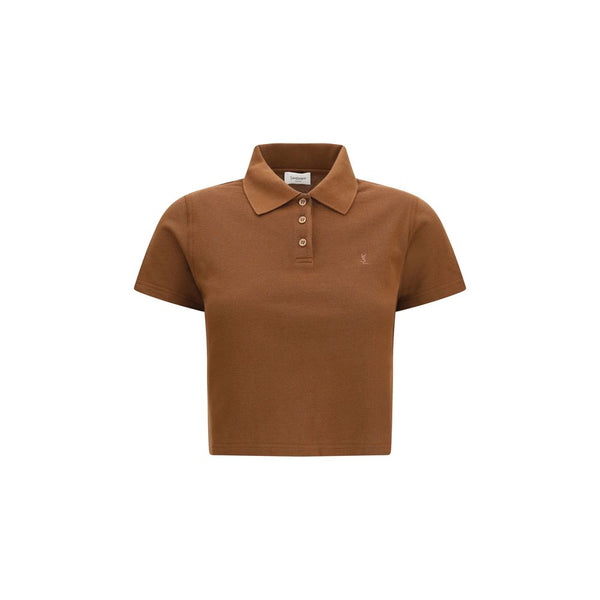 Saint Laurent 100% Cotton polo shirt in brown