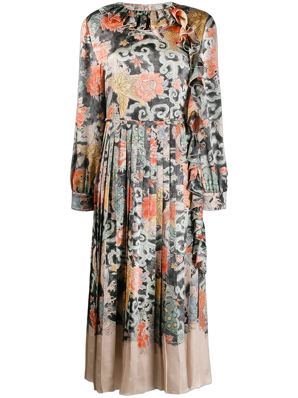 Valentino Stretch silk satin dress in gray