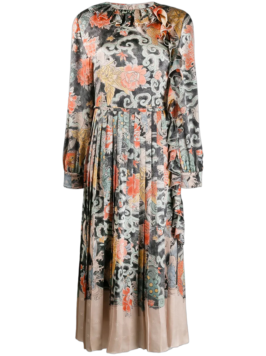 Valentino Stretch silk satin dress in gray