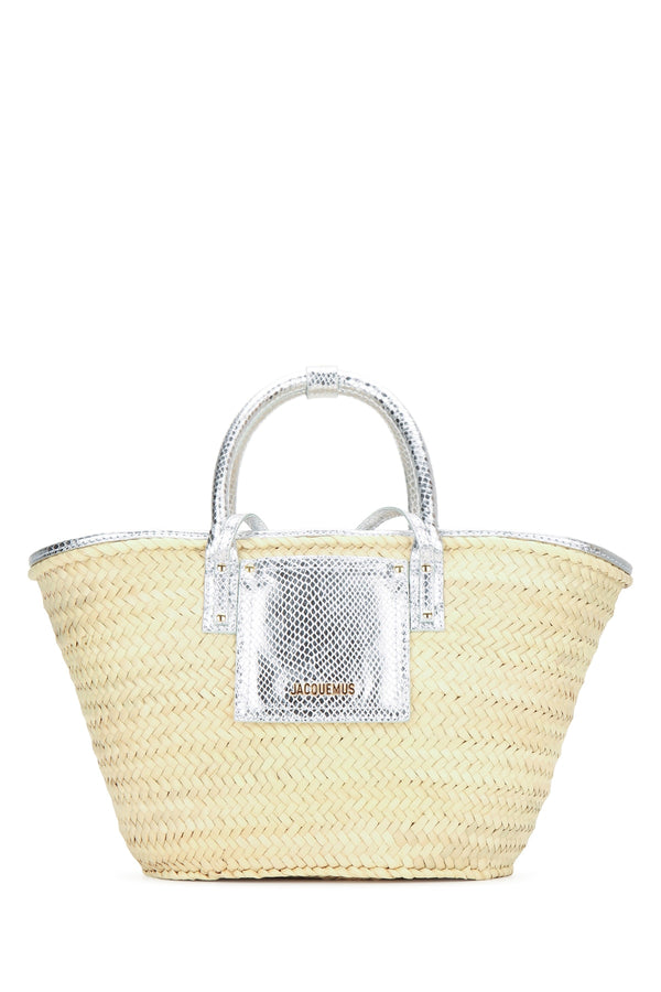 Jacquemus Panier 100% calf leather shoulder bag in silver