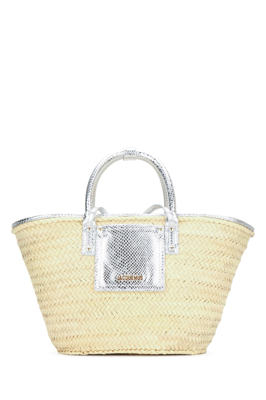 Jacquemus Panier 100% calf leather shoulder bag in silver